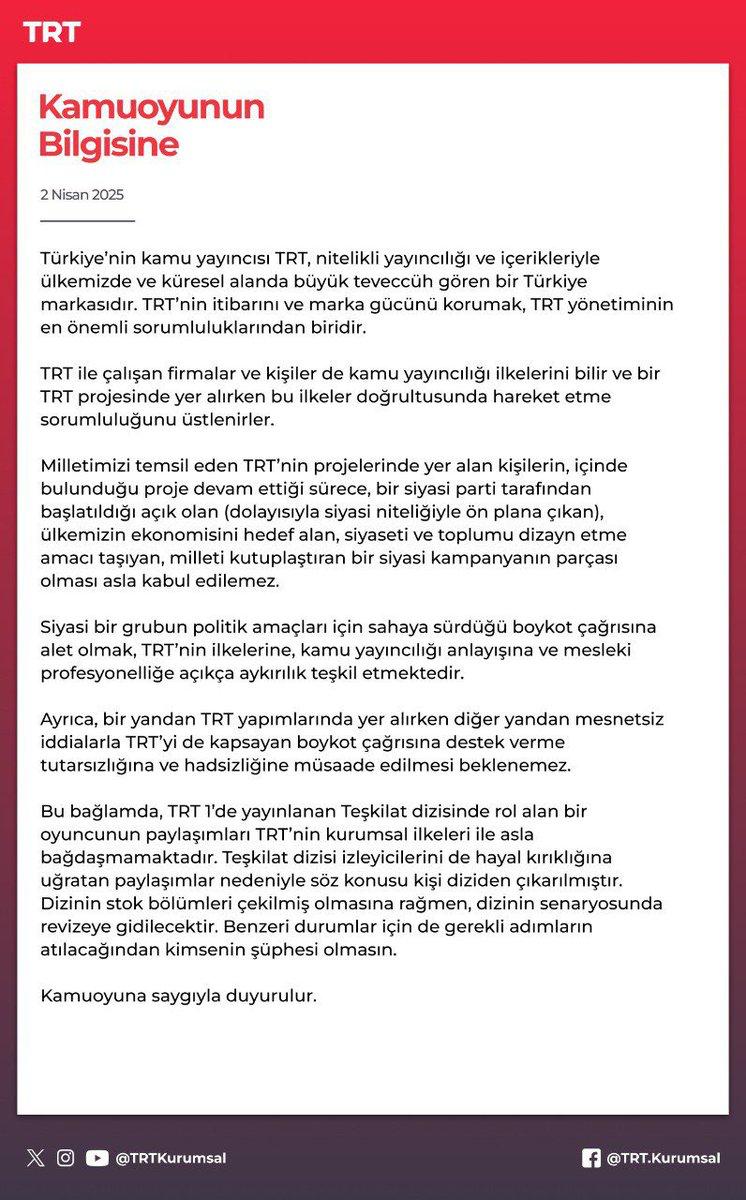 TRT'den Aybüke Pusat'a İş Akdi Feshi